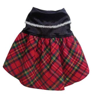 Dog Clothes Designer Red Plaid Party Dress Size XS