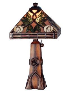 Mackintosh Rose Tiffany Style Stained Glass Table Lamp