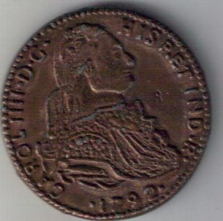  1792 Carol IIII Spain Bronzed Medal Coin Token