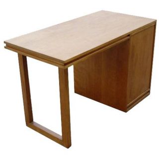 Vintage Wood Kneehole Credenza Cabinet Desk