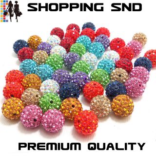 Clay Disco Ball Beads 10mm Crystal Shamballa Pave Macrame Bracelet