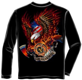 Firefighter Fire Rescue American Made Long Sleeve T Shirt