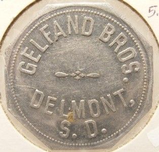 Delmont South Dakota Trade Token Gelfand Bros. /$5.00 (sdt487)