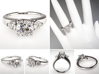 Three Stone VS1 Diamond Engagement Ring Platinum skudia1014