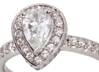 01 Carats Platinum Diamond Ring Engagement Pear Shape