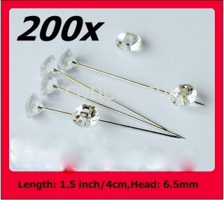 200 Diamante Pins 1 5 Diamonte Corsage Pins Buttonhole Diamante Head
