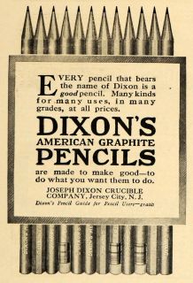 1911 Ad Joseph Dixon Crucible American Graphite Pencils   ORIGINAL