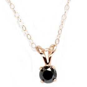 60ct AAA Black Diamond Solitaire Pendant Womens Necklace 14k Yellow