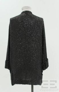 Diane Von Furstenberg Black Silk Sequined Open Front Jacket Size 4