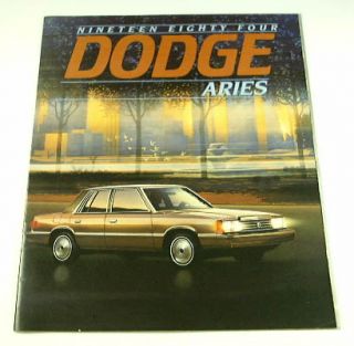 Original 1984 Dodge Aries Brochure. Covers the Aries, Aries Se, Aries