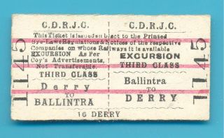 Railways Joint Commitee Ticket Ballintra to Derry Third Class