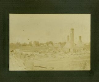 RARE 1900 Dighton Mass MA Photo Stove Foundry Ruins After Fire