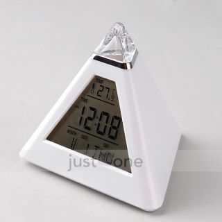  Pyramid Design LCD Digital LED Alarm Clock Calendar Thermometer