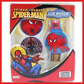 Marvel Spiderman Wrist Watch Digital Flip w Extra Cap
