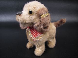Vintage Tin Wind Up Cloth Covered Barking Dog Toy