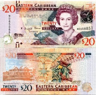 east caribbean states 20 dollars eastern caribbean central bank nd