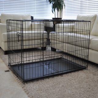  BLACK 42 2 DOOR ABS FOLDABLE DOG CAGE PET CRATE   PP D42 2D ABS