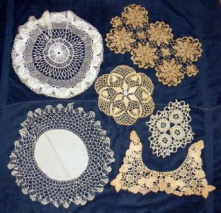 Vintage Lot 27 Hand Crocheted Doilies Off White Ecru Various Shapes