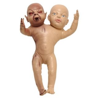 Baby Twins Demon Evil Halloween Prop Toy 2 Headed Doll