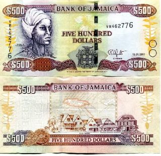 jamaica 500 dollars bank of jamaica p new 2011 grade unc great