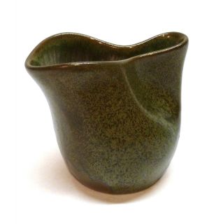 Dated 1950 Eugene Deutch Biomorphic Green Brown Glaze Studio Pottery
