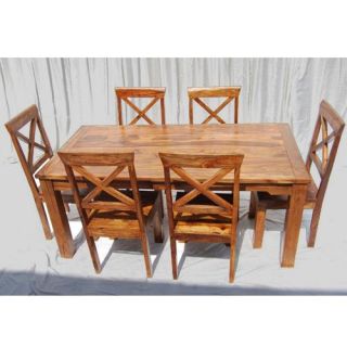 Farmhouse Dining Table 6 Cross Back Chairs Set Solid Rosewood