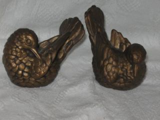 Vintage 70s Pair Chic Gold Ceramic Love Birds Doves Figure Figurine