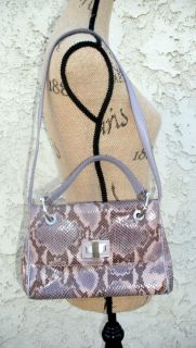 Designer DONALD J PLINER Purple Lavender Python Snake Purse Handbag w