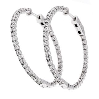 25 cts 14k White Gold Certified Diamond Hoop Earrings