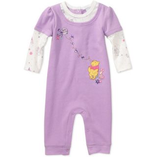 Disney Pooh Infant Baby Girls Thermal Long Sleeve Jumpsuite Romper