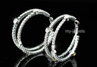 Sexy Crystal Double Hoop Silver Plated Earrings E1048
