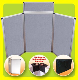  Panel Header Folding Trade Show Presentation Display Board Gray