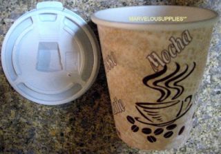WOW 1000 Disposable 10 oz Hot Paper Coffee Cups & Lids