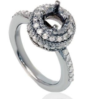 55ct Grey Diamond Engagement Ring Setting Semi Mount Vintage 14k White