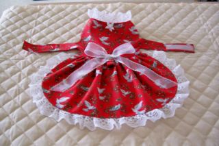  Size Dog Dress Christmas Doves Mistletoe Lace Bow Apparel Pets