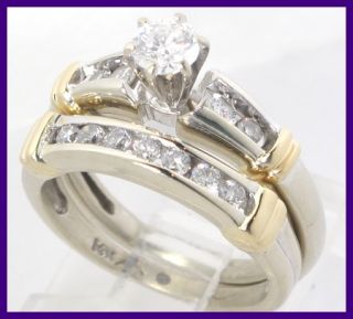 14WG 2 Tone Round Diamond Wedding Ring Bridal Set 81ct
