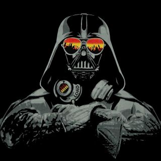 Cool DJ Darth Vader T Shirt L Sunglasses Shades Headphones Trance