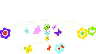 Djeco Colorful Butterflies Hanging Baby Girl Modern Mobile