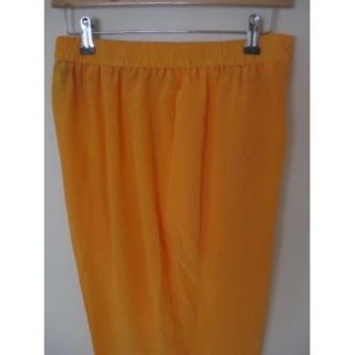 Diane Gilman Size P 1x Plus Petite Orange Silk Pants Elastic Waist