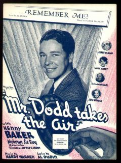 Mr Dodd Takes The Air 1937 Kenny Baker Remember Me