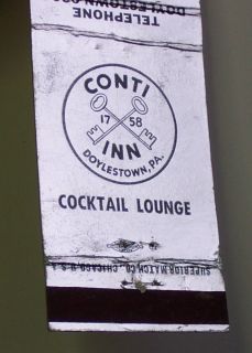 1950s Matchbook Cross Keys Conti Inn Doylestown PA MB