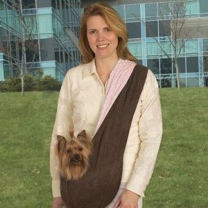 reversible sling pet dog cradle carrier brown pink