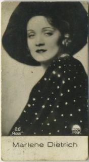 Marlene Dietrich 1930s Bulgaria Stern Movie Star Tobacco Card 20 Black
