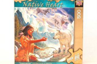 New 500 Piece Jigsaw Puzzle Dreamcatcher Native American Wolves SEALED