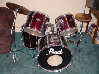 PEARL EXPORT Drum Kit 5 drums with 2 cymbal set pedals used and new