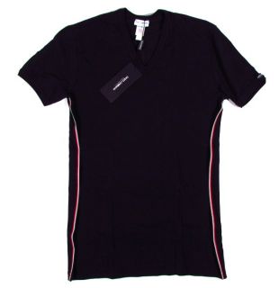 Dolce Gabbana Italy Flag Uniform V Neck T Shirt Stretch Cotton Black