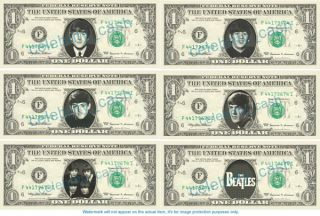Beatles Dollar Bill Set Includes 6 Dollars