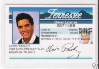 Laminated Copy of Elvis Presleys Drivers License Free