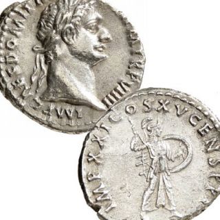 DOMITIAN Roman SILVER Denarius Coin Denarius MINERVA Spear Shield ROME