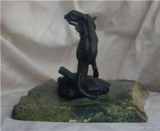 Gary Herbert Cougar in A Tree Bronze Sculpture Statue on Marble Base